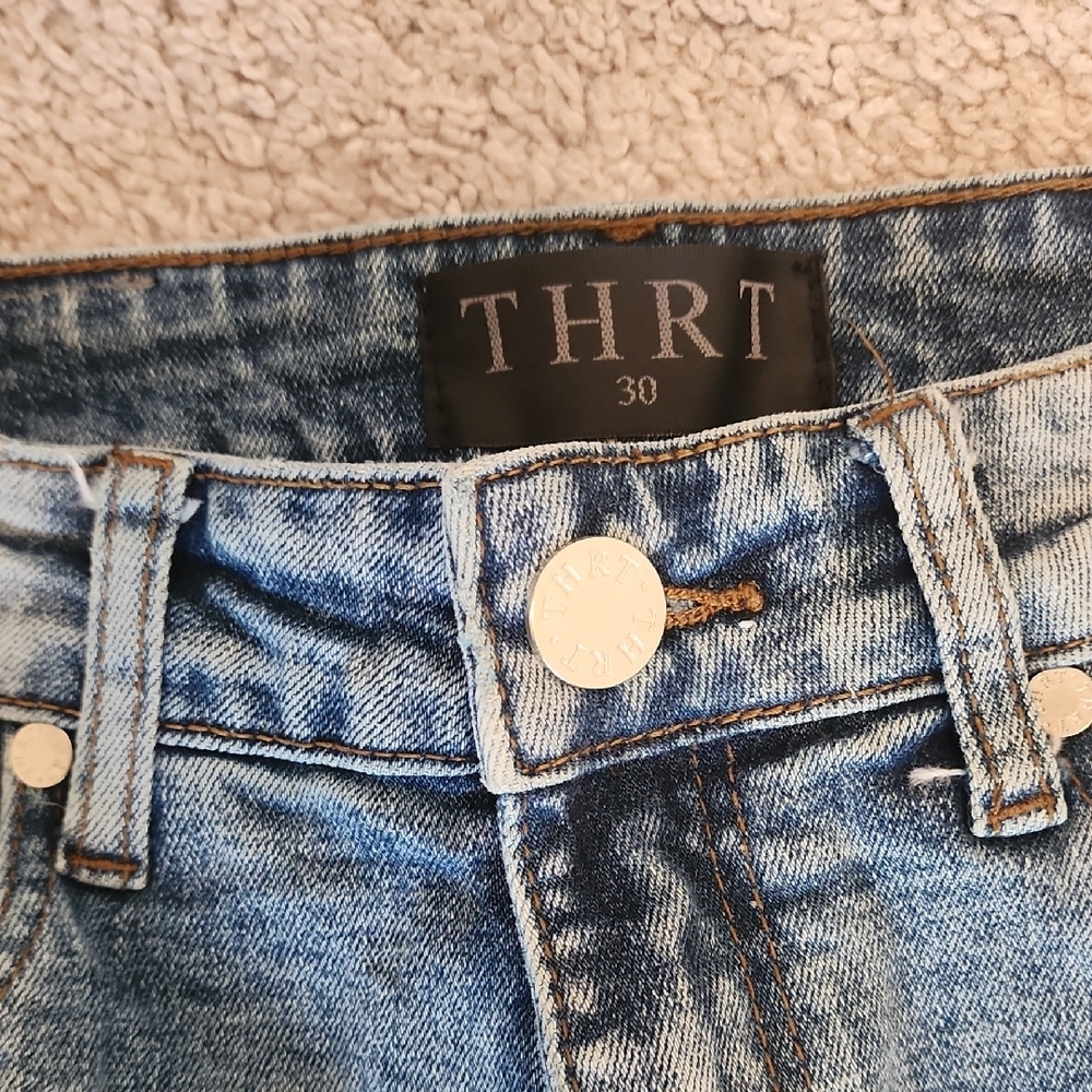THRT Denim - Blue Skinny Jeans with Distressed Details - 30" Waist - Picture 3 of 13